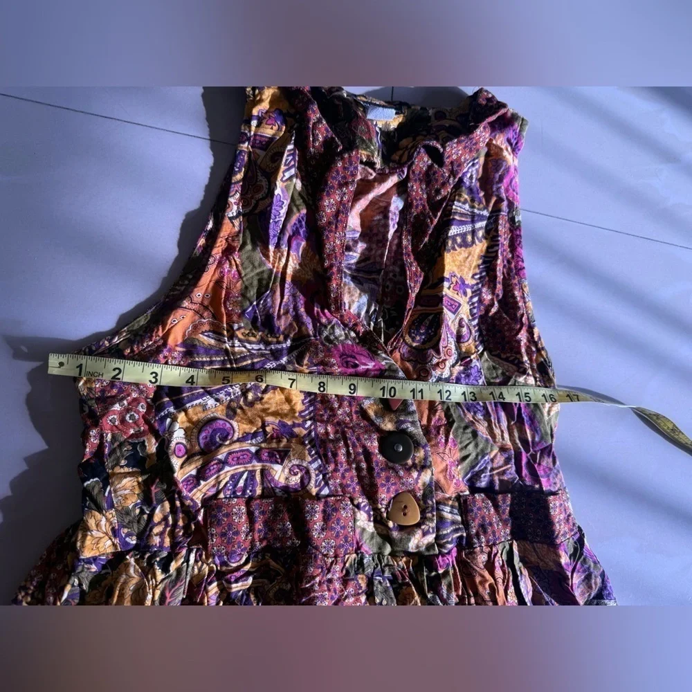 paul harris jumpsuit dress floral 9/10 Vintage Colorful Summer Cotton Pocket - Picture 11 of 16